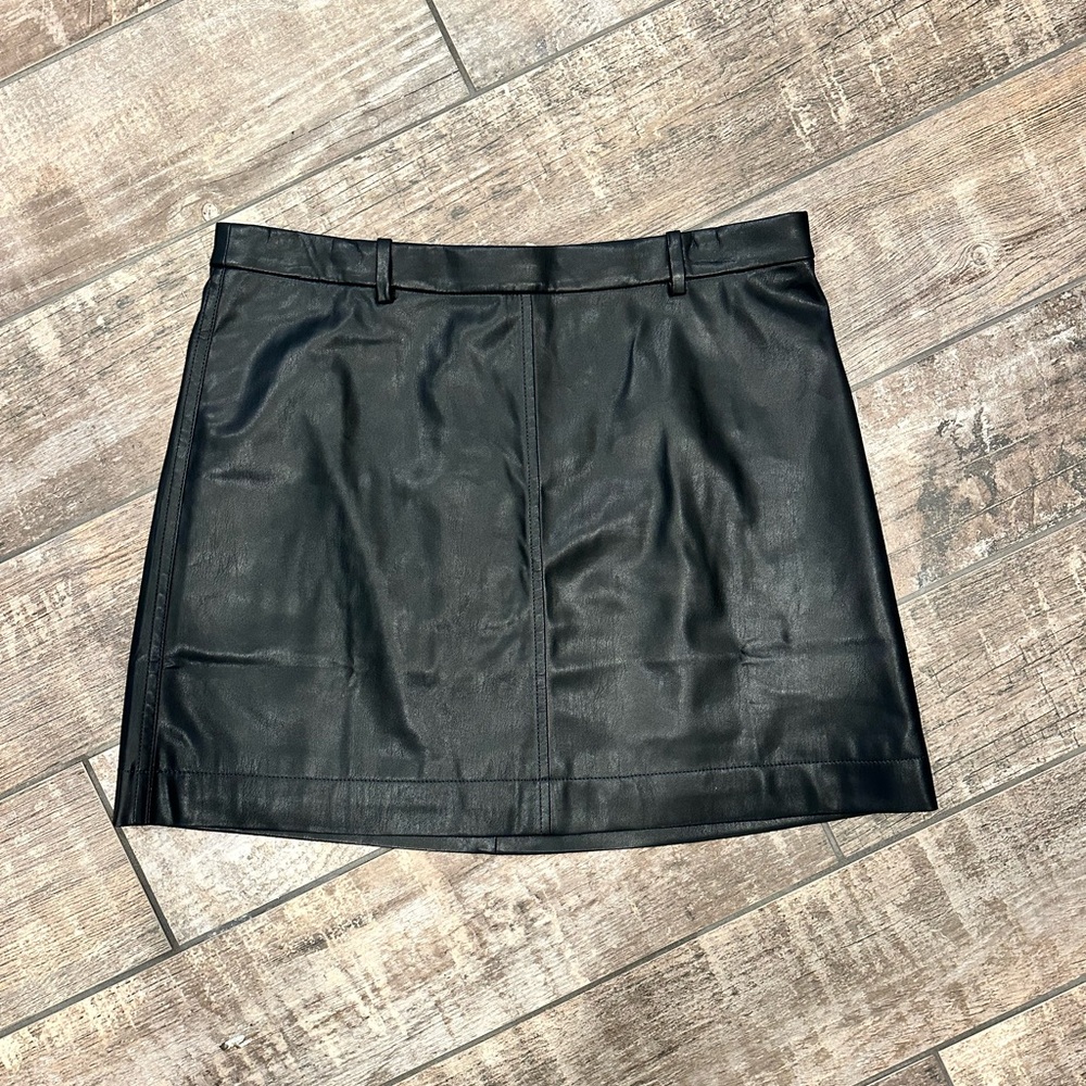 J. Crew Black Leather Mini Skirt